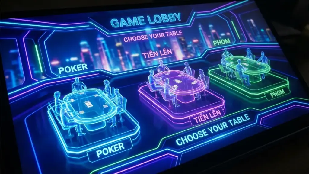 Giao diện sảnh game bài đổi thưởng Hup79 trên đa nền tảng vào năm 2026