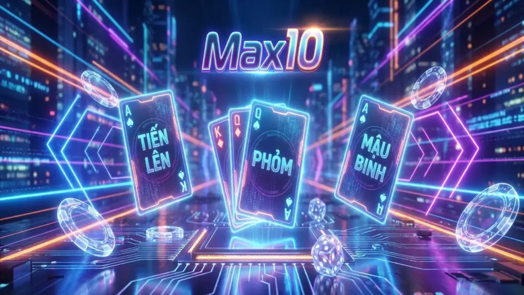 Sảnh game bài đổi thưởng Max10 với đồ họa 3D đỉnh cao năm 2026