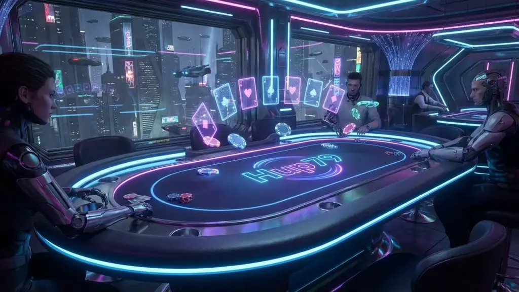 Sảnh game bài Hup79 được thiết kế với giao diện 3D hiện đại và đẳng cấp, thu hút người chơi.